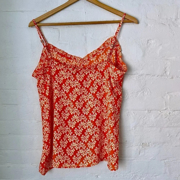 Loft Floral Ruffle Satin Cami Top Orange Size XS - Picture 5 of 5